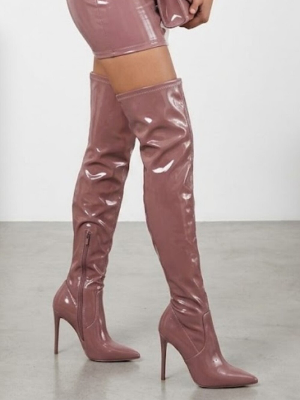 Steve Madden VAVA Mauve Patent Thigh High Boots, 6.5